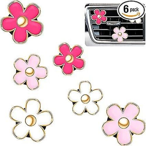 Lot De 6 Diffuseurs D'air En Forme De Marguerite Pour Voiture, Diffuseur D'huile Essentielle, Pour Femme Et Fille (Rouge, Rose, Blanc)