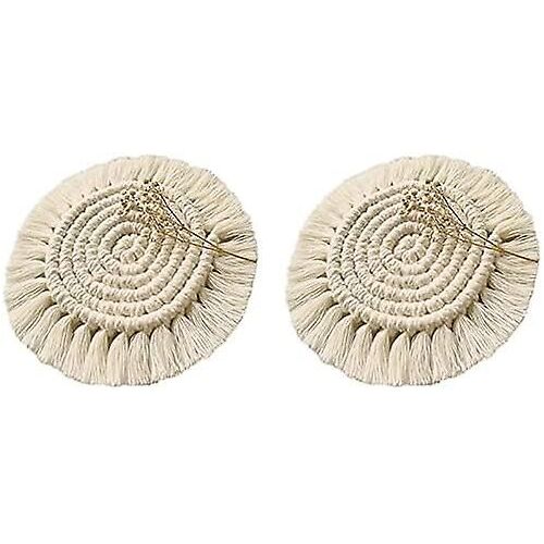Lot De 2 Dessous De Verre Absorbants En Bois Pour Table, Cadeau De Pendaison De Crémaillère, Style Bohème, Décoration D'intérieur