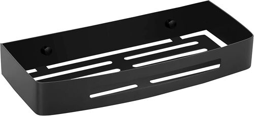 Étagère de douche en acier inoxydable - Étagère de baignoire de salle de bain, support de plateau, étagère d'angle murale (1 niveau, acier inoxydable (noir))