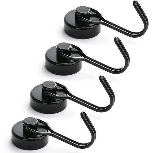Lot de 4 crochets magnétiques pour réfrigérateur, aimant néodyme puissant de 15 kg, crochet magnétique pivotant puissant pour casier à clés de cuisine et de salle de bain