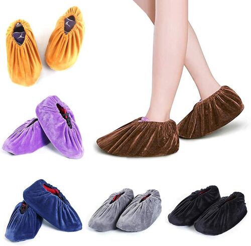 6 Paires De Couvre-Chaussures, Lavables, Réutilisables, Couvre-Chaussures En Flanelle