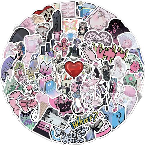 Lot de 60 autocollants Domi Girls pour ordinateur portable, autocollants en vinyle amusants et cool pour adolescents, bouteilles d'eau, téléphone, bagages, skateboard, vélo, voiture, moto, guitare, casque