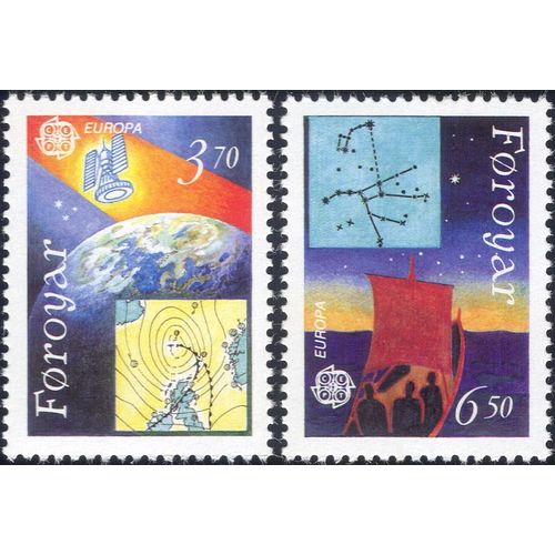 2 Timbres Neufs Europa Féroé 1991