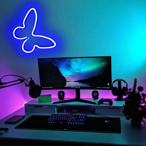 Narasios Papillon Néon Logo Papillon Chambre Mur LED 2 Pièces Université Dortoir Bar Cadeaux De Mariage Filles Enfants Amis Adolescents USB Batterie Néon