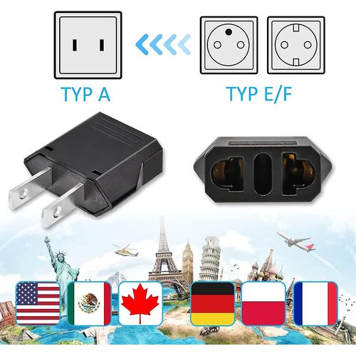 Adaptateur de prise France vers États-Unis, ¿5 pièces¿ Adaptateur de voyage Canada Adaptateur de prise américaine, Adaptateur international France Prise Mexique