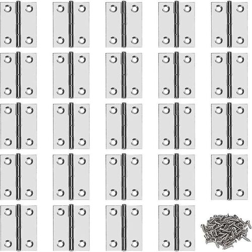 Charnières en acier inoxydable pour portes de meubles, connecteurs avec vis pour quincaillerie de meubles, armoires, portes et tiroirs, 36 x 29 mm, 24 pièces
