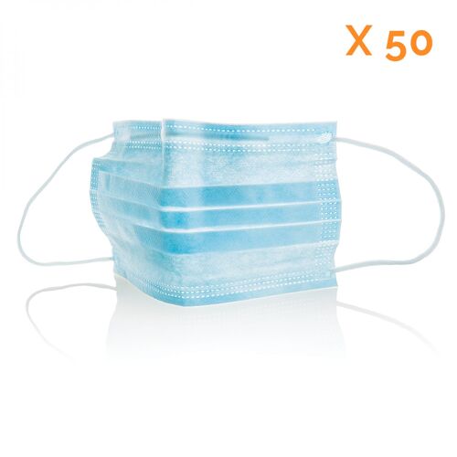 Vivezen ® Lot De 50 Masques Chirurgicaux Jetables - Bleu
