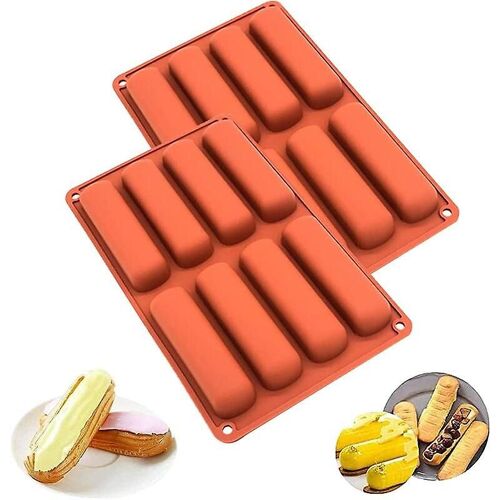 Lot De 2 Moules De Cuisson En Silicone, Moules À Financiers, Moules À Éclairs, Mini-Bûches, Moules En Silicone À 8 Cavités, Moules À Barres De Céréales, Moules À Gâteaux En Silicone, Moules À Longues Bandes G