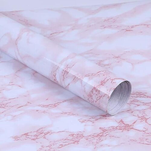 Adhésif Effet Marbre Rose, Film Effet Marbre, Feuille Pour Meubles, Autocollant, 60 Cm X 2 M
