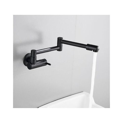 Robinet de cuisine mural, télescopique pliable, robinet mural noir, robinet mural en laiton, mitigeur mural, sortie d'eau froide simple