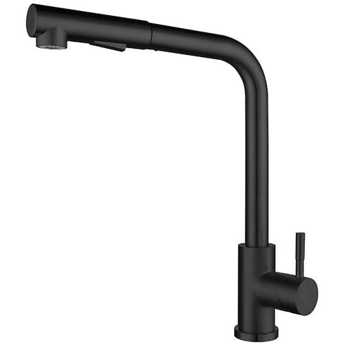Robinet de cuisine noir en acier inoxydable 304, mitigeur d'évier de cuisine avec douchette extractible, rotatif à 360°