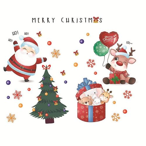 Autocollant de décoration de Noël Autocollant de porte de Noël d'hiver Autocollant de fenêtre amovible