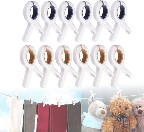 Pinces À Serviettes De Plage, 12 Pièces Pinces À Linge En Plastique Pinces À Serviettes Antidérapantes Les Pinces À Linge Conviennent Aux Vêtements Épais Et Aux Couvertures 