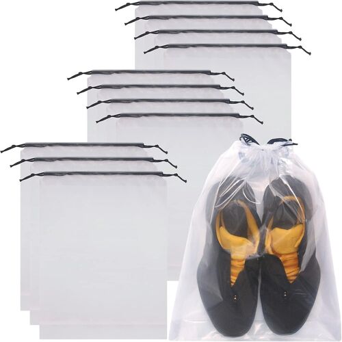 Lot De 12 Sacs À Chaussures Transparents Pour Voyage, Grands Organisateurs De Rangement Pour Chaussures Transparents Avec Corde Pour Hommes Et Femmes