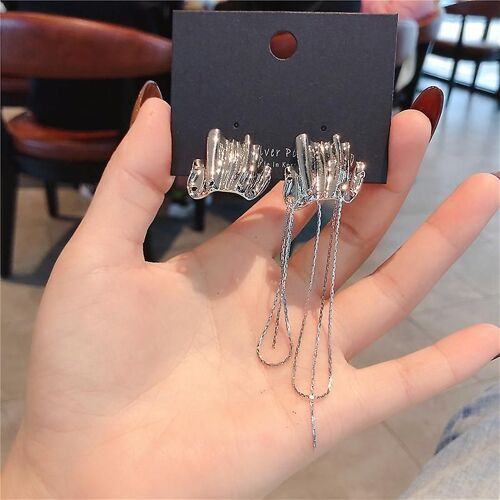 Boucles D'oreilles Longues Asymétriques Pour Fille - Boucles D'oreilles Pendantes À Pampilles Pour Femmes Et Adolescentes