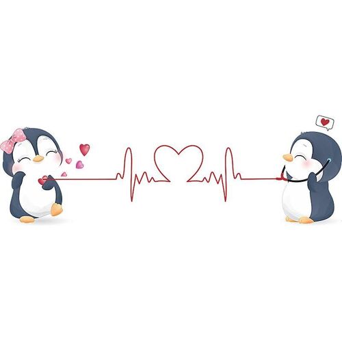 Un ensemble d'autocollants muraux couple de pingouins, décoration murale autocollante pour la Saint-Valentin