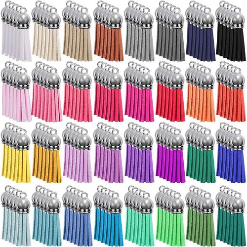 Lot De 160 Pompons En Cuir, Pendentifs, Porte-Clés, Pompons De 40 Mm, Pour Bracelets, Boucles D'oreilles, Décoration, 32 Couleurs
