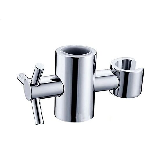 Support de pommeau de douche de rechange pour barre coulissante - Hauteur et angle réglables - Laiton massif - Argent - 24 mm