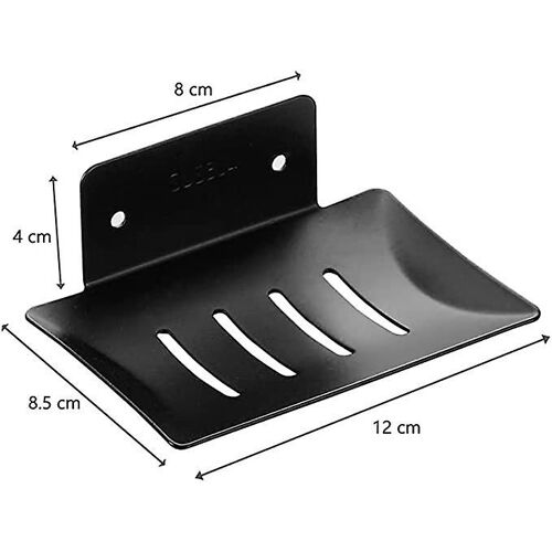 Porte-savon adhésif mural en acier inoxydable, support pour éponge, plateau de rangement durable pour salle de bain et cuisine, sans perçage, noir