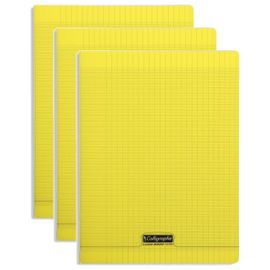 Calligraphe Lot De 3 Cahiers Piqué 24x32cm Polypro 96p Séyès 90g Jaune