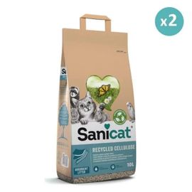 Litière - Sanicat - Cellulose 100% Recyclée - 2 X 10l - Végétale - Non Agglomérante