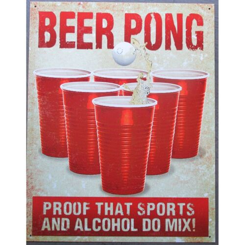 Plaque Beer Pong Jeux Deco Bar Diner Loft 41x32 Cm Tole Americaine