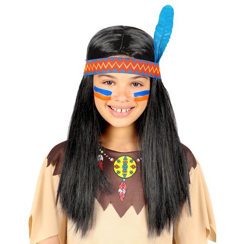 Perruque Indien Avec Bandeau Et Plume Enfant Tu