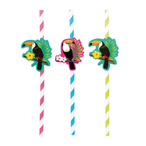 6 Pailles En Carton Toucan 20 Cm