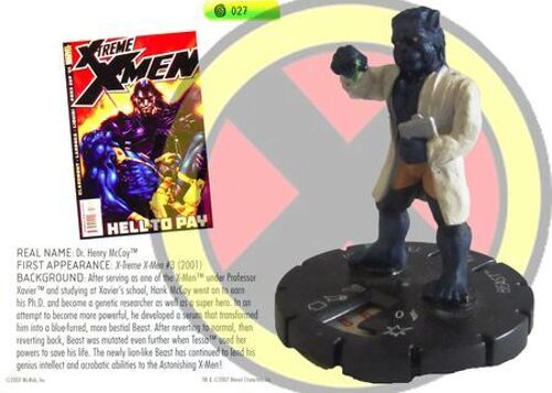 Heroclix - Beast ( Affiliation : X-Men ) : Mutations And Monsters #027 / 73 Points - Uncommon / Peu Commune ( Symbole Couleur Vert Sur Le Socle ) + Card / Carte