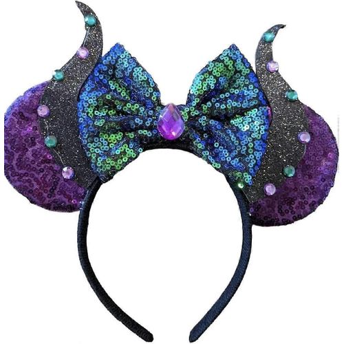 Oreilles Inspirées De Maléfique, Oreilles De Minnie Violettes, Oreilles De Minnie Halloween, Oreilles De Souris Scintillantes Arc-En-Ciel, Oreilles De Minnie À Paillettes Rouges Classiques