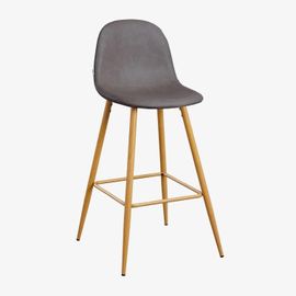 Pack De 2 Tabourets Hauts En Simili Cuir Glamm Bois Naturel ¿75 Cm Gris Anthracite