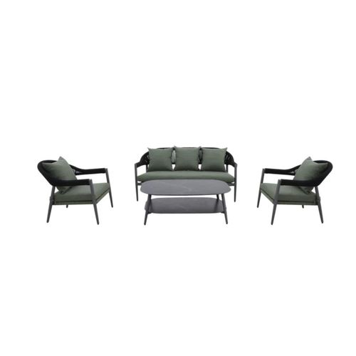 Salon De Jardin Camarillo Vert En Aluminium - 5 Places - Jardideco