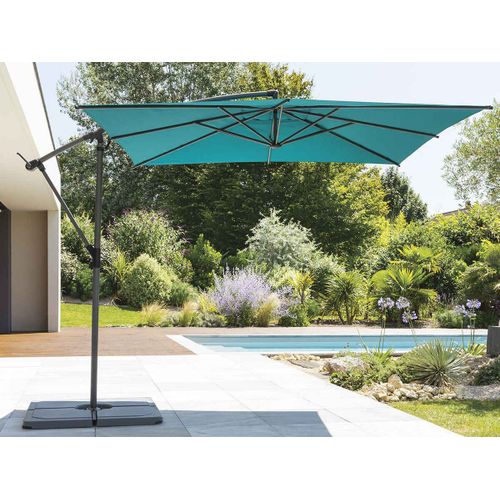 Parasol Déporté Carré Manoa Bleu Canard - 2,5 X 2,5 M - Hespéride