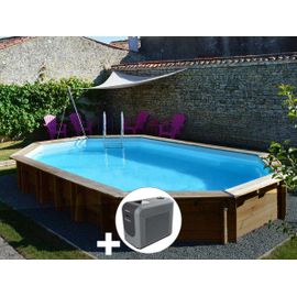 Kit piscine bois Gré Safran 2 6,20 x 3,95 x 1,36 m + Poolican