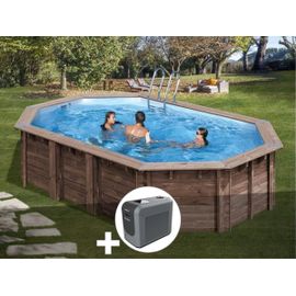 Kit piscine bois Gré Macadamia 6,32 x 3,35 x 1,30 m + Poolican