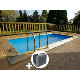 Kit piscine bois Ubbink Linéa UrbanPool 4,50 x 2,50 x 1,40 m - Liner bleu + Poolican