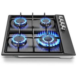 Table de cuisson à gaz - SNDOAS - 8060W - 4 foyers - Émail noir - Intégrée 60cm