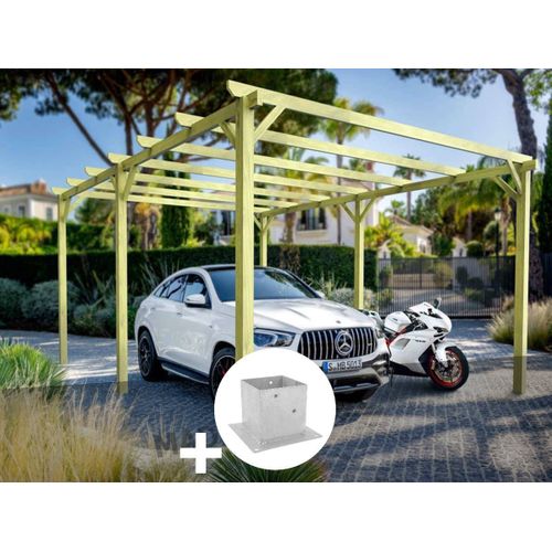 Carport En Bois Nanterre 510 X 300 Cm + 6 Supports Surélevés - Maderland