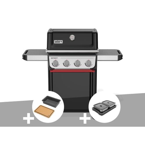 Barbecue à gaz Spirit E-410 + Bac et planche à découper Weber Works + Kit de préparation et de service - Weber
