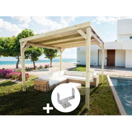 Pergola En Bois Dijon Avec Toit 400 X 400 Cm + 4 Supports - Maderland
