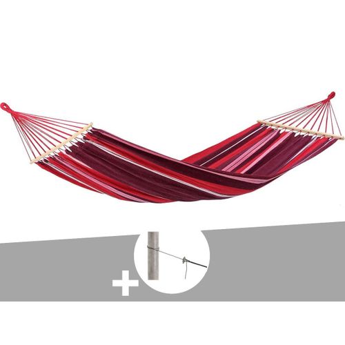 Hamac 1 Place Samba Violet En Polycoton + Kit Fixation Smartrope - Amazonas