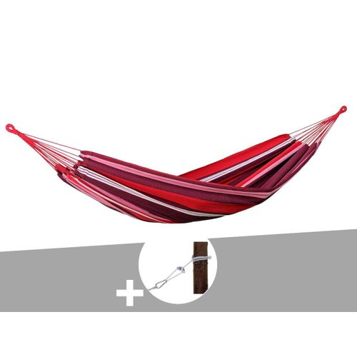 Hamac 1 Place Salsa Violet En Polycoton + Kit Fixation Smartrope - Amazonas