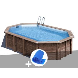 Kit piscine bois Gré Macadamia 6,32 x 3,35 x 1,30 m + Bâche à bulles