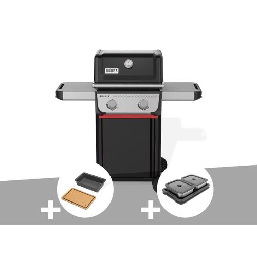 Barbecue à gaz Spirit E-210 + Bac et planche à découper Weber Works + Kit de préparation et de service - Weber
