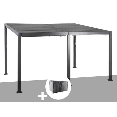 Pergola Bioclimatique Avila 4 X 3 M Graphite En Aluminium + 6 Rideaux - Hespéride