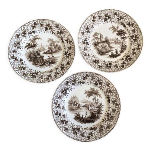 Lot De 3 Assiettes Collection Marron