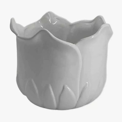 Cachepot Vintage En Forme De Tulipe En Porcelaine Blanche Blanc