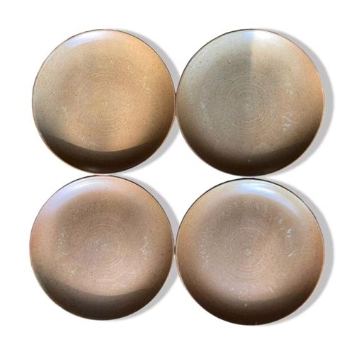 Lot De 4 Petites Assiettes Grs Village Marron