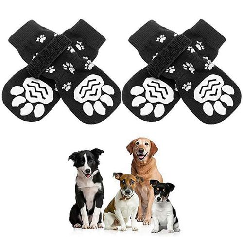 Chaussettes Antidérapantes Double Face Pour Chien (4 Paires) - Protection Réglable Pour Pattes D'animaux, Pour L'intérieur Et Sur Parquet (Taille M)