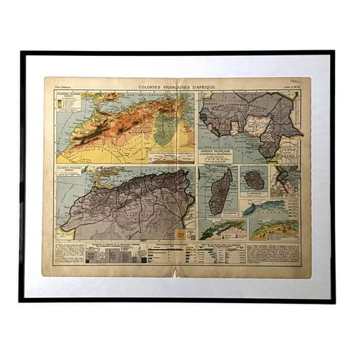 Carte aposaposColonies Franaises daposAfriqueaposapos 1930 multicolore